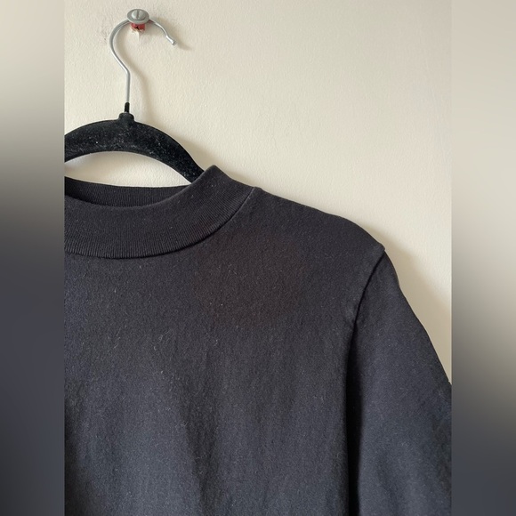 Les Tien Heavyweight Mock Neck Tee in Black - Picture 7 of 14